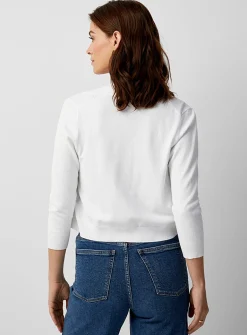 3/4-sleeve fine knit open cardigan