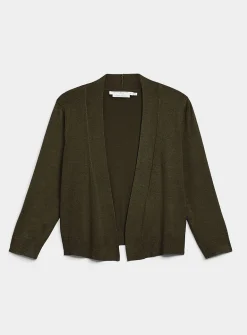 3/4-sleeve fine knit open cardigan