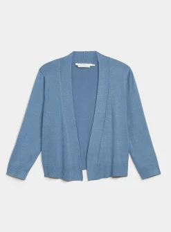 3/4-sleeve fine knit open cardigan