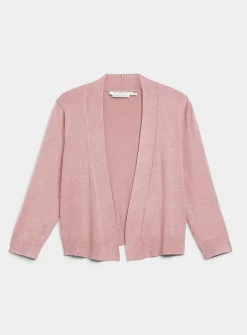 3/4-sleeve fine knit open cardigan