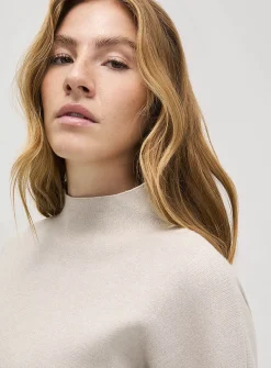 3/4-sleeve mock-neck sweater