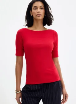 3/4-sleeve plain T-shirt