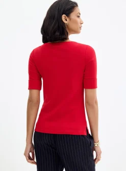 3/4-sleeve plain T-shirt