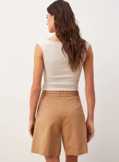 Slim belts structured Bermuda short