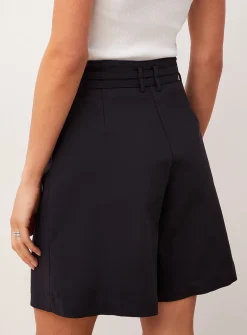 Slim belts structured Bermuda short