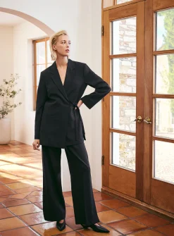 Slit wide-leg pant
