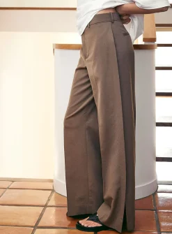 Slit wide-leg pant