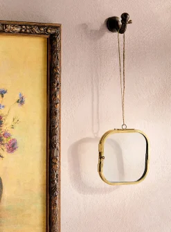 Small antique brass hanging frame