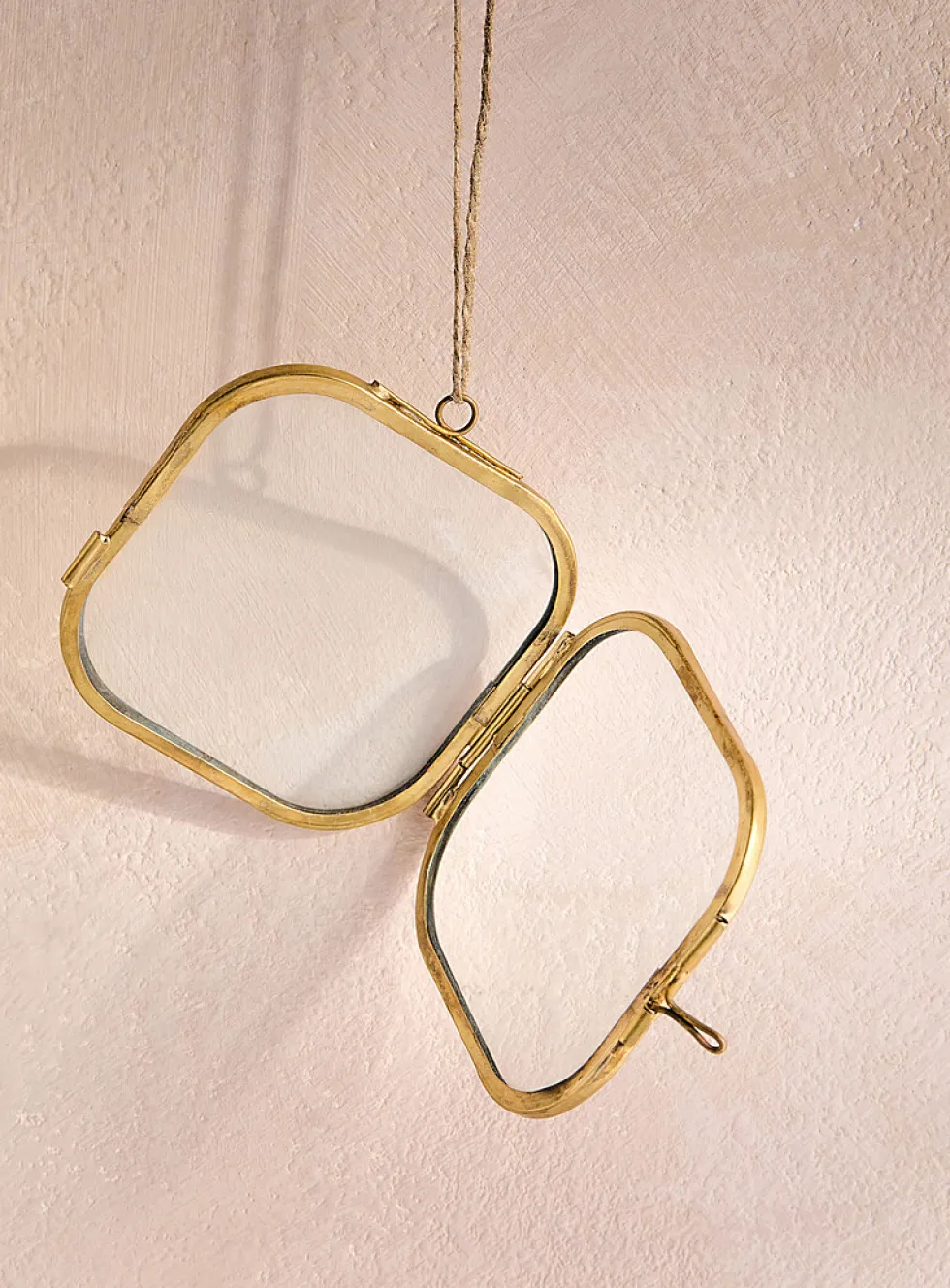Small antique brass hanging frame