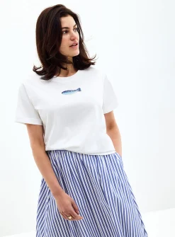 Small beads pure organic cotton boxy-fit T-shirt