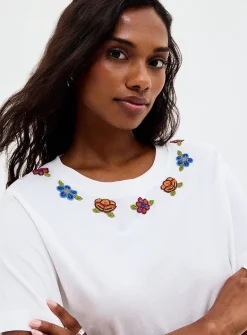 Small beads pure organic cotton boxy-fit T-shirt