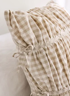 Small bows gingham pattern Euro pillow sham