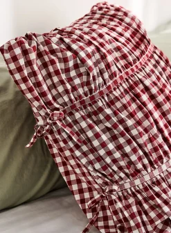 Small bows gingham pattern Euro pillow sham
