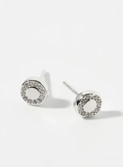 Small circular silver earrings