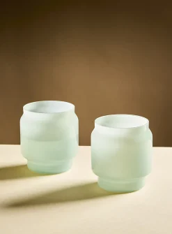 Small colourful blown-glass glasses
