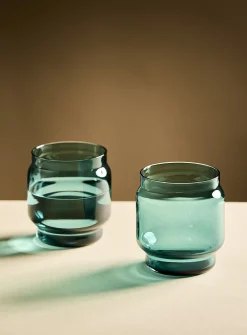 Small colourful blown-glass glasses