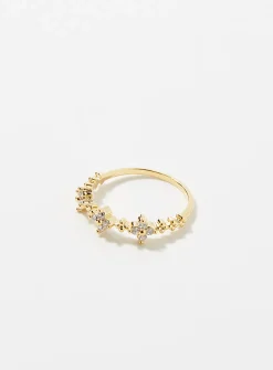 Small crystal flower ring