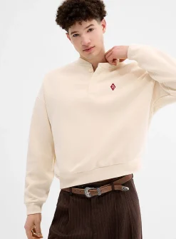 Small embroidery Henley sweatshirt