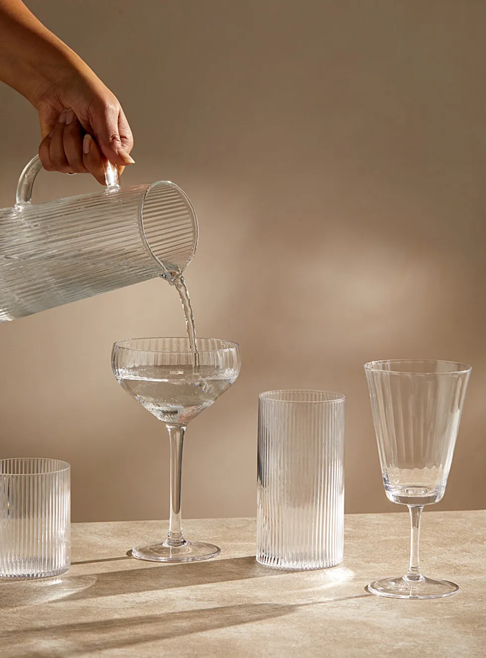 Small fine grooved glasses