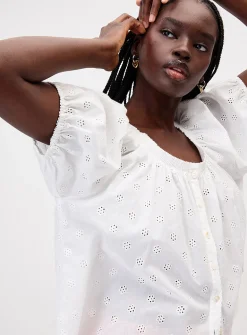 Small flowers puff-sleeve blouse