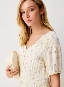 Small flowers smocked accents maxi dress