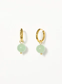 Small green aventurine hoops