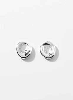 Small hammered oval earrings
