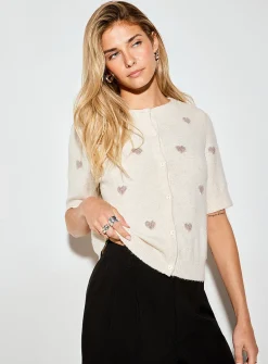 Small hearts short-sleeve cardigan