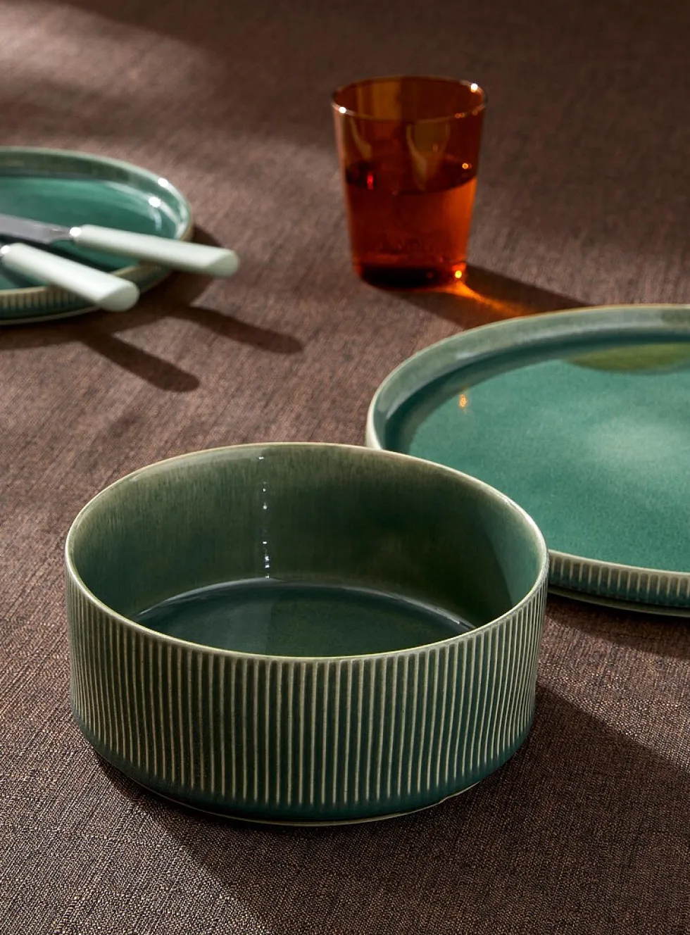 Small modern grooved bowl