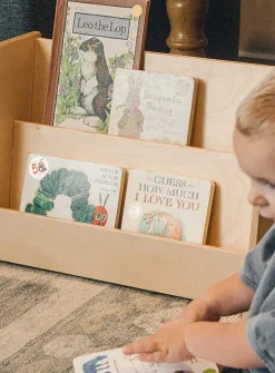 Small natural wood bookshelf