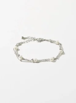 Small pearl three-row bracelet