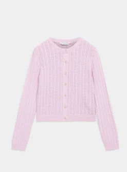 Small rose buttons pointelle cardigan