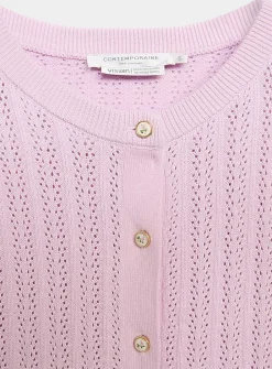 Small rose buttons pointelle cardigan