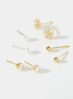 Small silver flower earrings