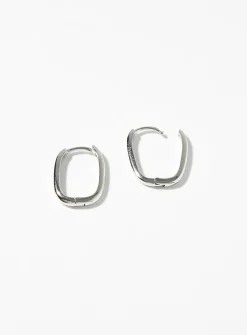 Small silver oval hoops