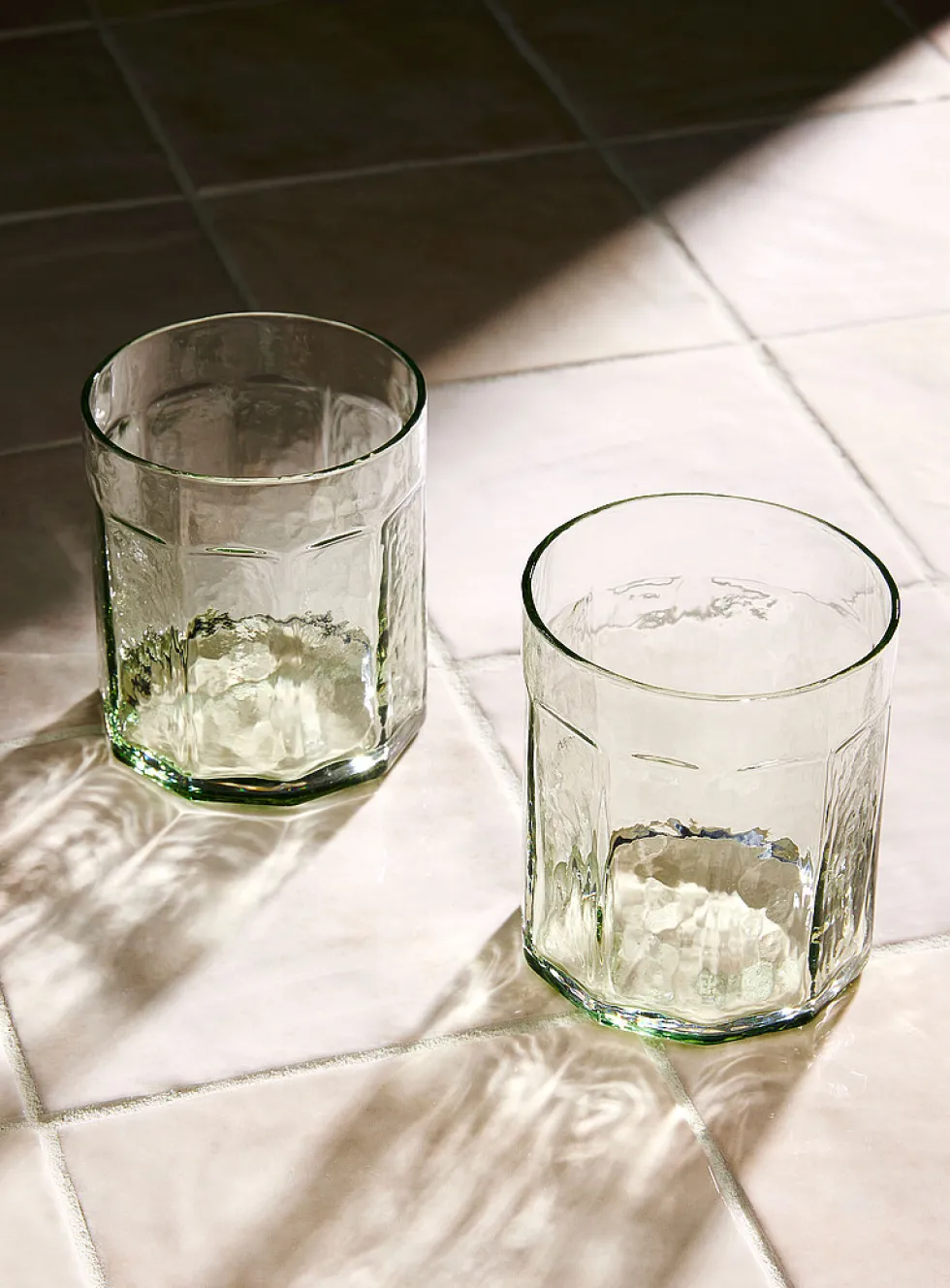 Small textured faceted glasses