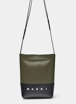 Small two-tone canvas bucket bag