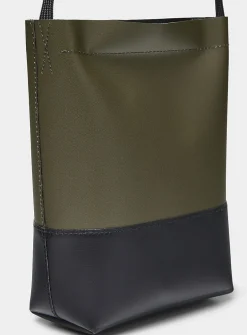 Small two-tone canvas bucket bag