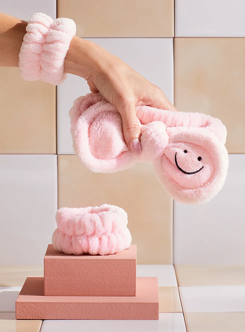 Smiley face bow plush headband