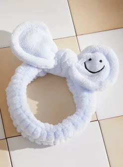 Smiley face bow plush headband