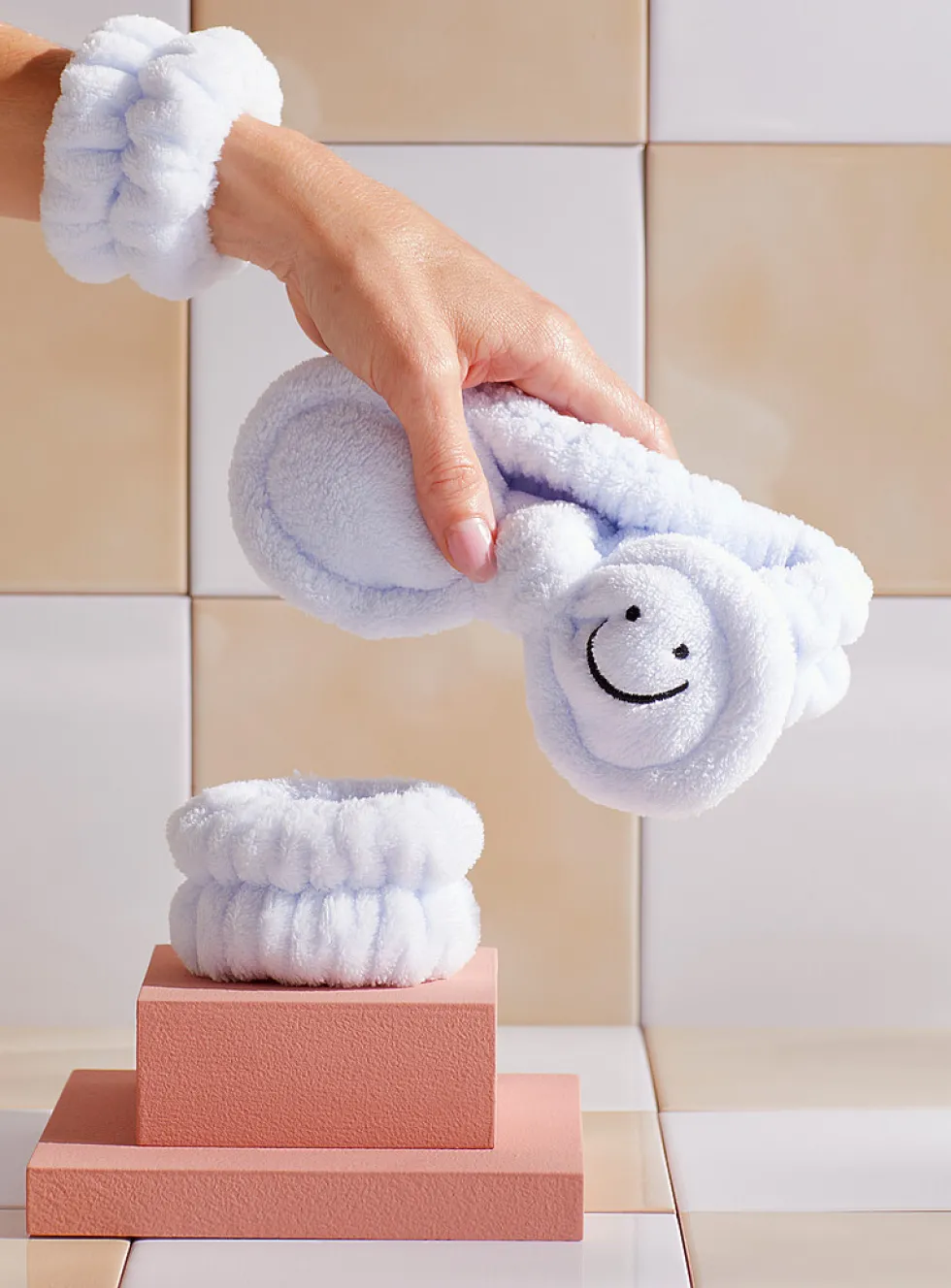 Smiley face bow plush headband