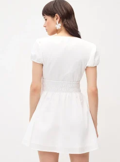 Smocked poplin minidress