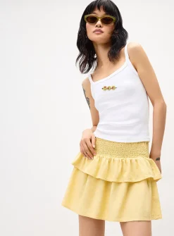 Smocked waist miniskirt