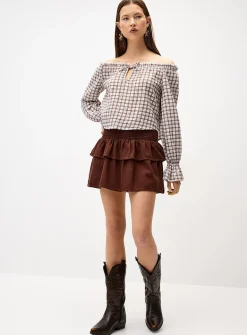 Smocked waist miniskirt