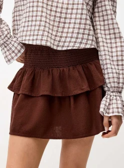 Smocked waist miniskirt