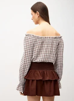 Smocked waist miniskirt