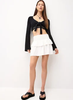 Smocked waist miniskirt