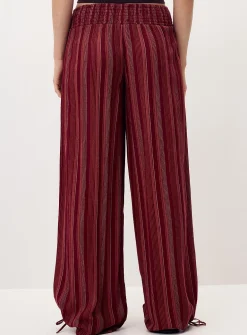 Smocked-waist crinkled-finish pant