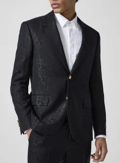 Snakeskin print jacquard blazer