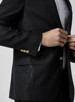 Snakeskin print jacquard blazer